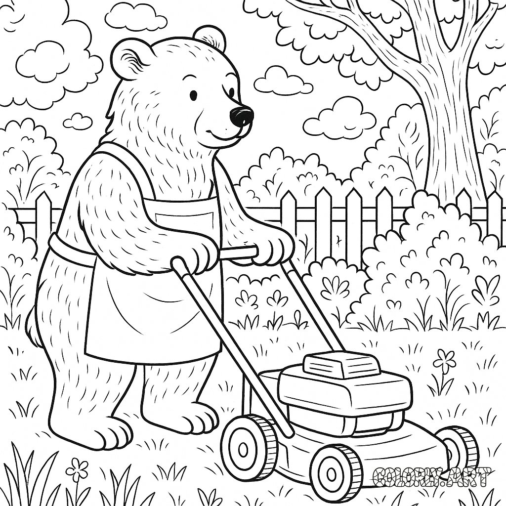 Lawn Mower with Animals